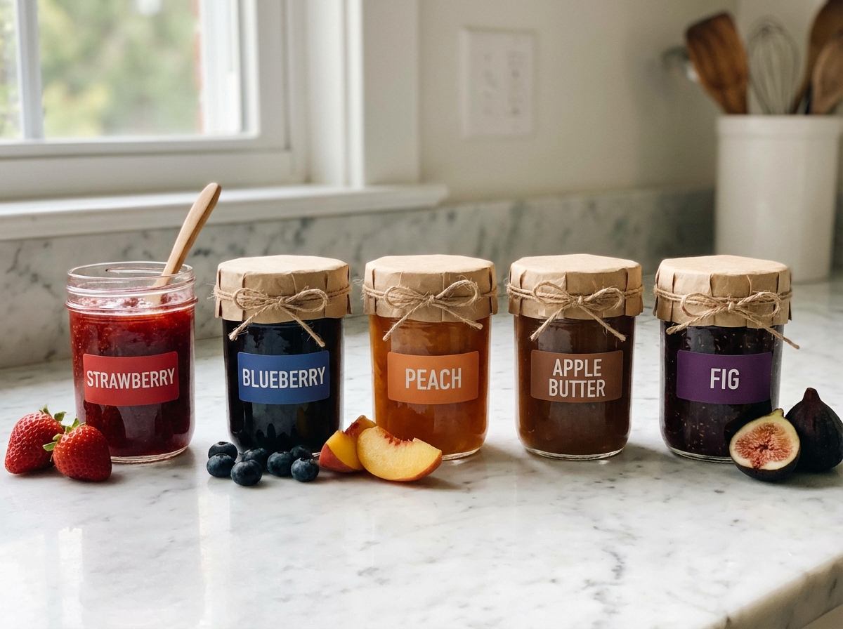 Artisan jams and preserves with professional labels